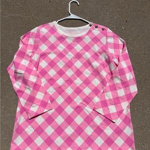Bob Mackie Pink and White Gingham Long Sleeve Top